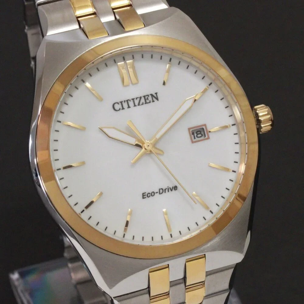 Citizen Men's Eco Drive Corso Integrated Bracelet Two Tone White Dial 40mm